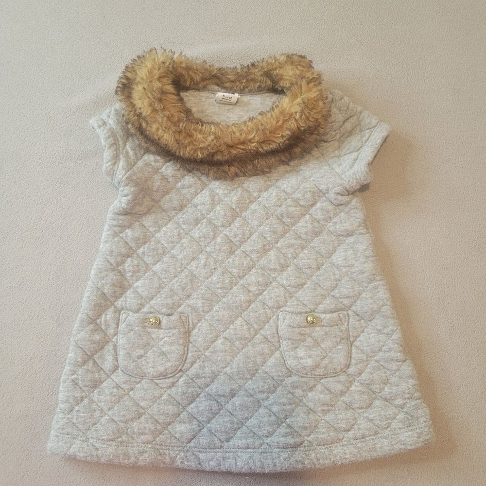 Janie and Jack Faux Fur Quilted Dress Size 6 to 12 months